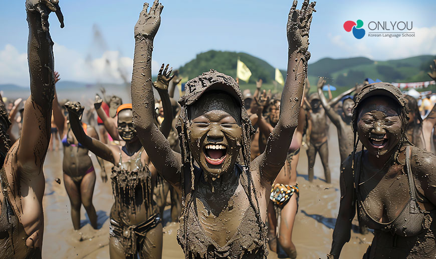 Boryeong Mud Festival in Korea with Happy Participants