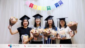 Students celebrating graduation from the Master Level Korean classes at ONLYOU Korean Language School Singapore after successfully completing the Master Korean language program.
