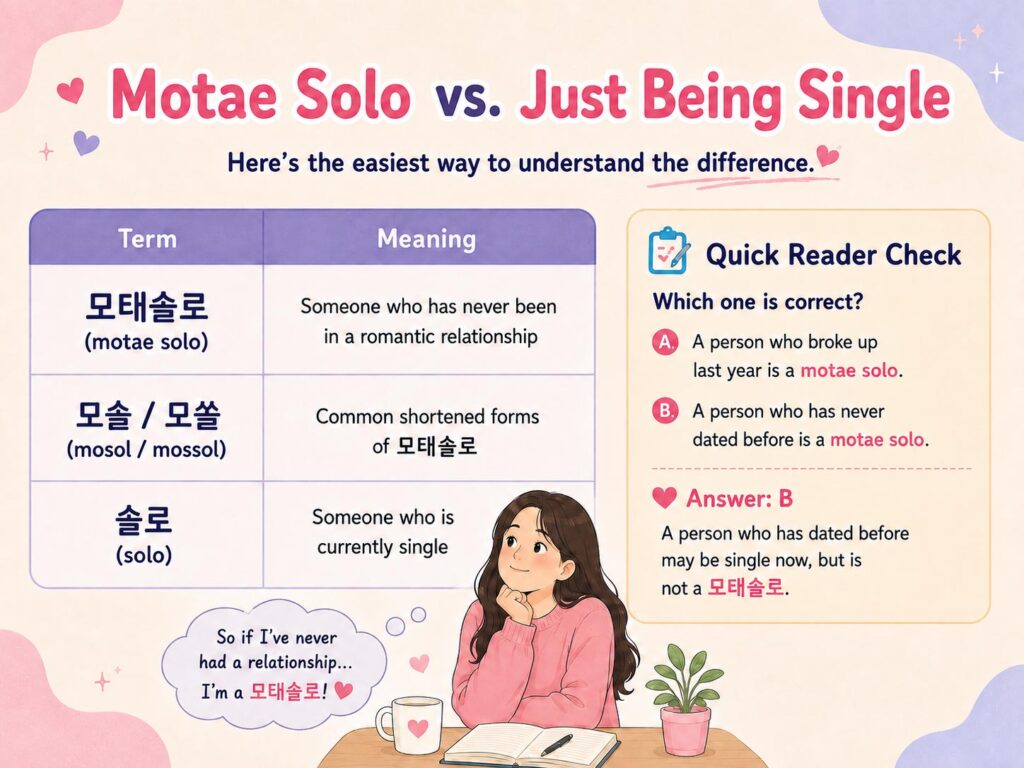 Difference between 모태솔로 and 솔로 in Korean